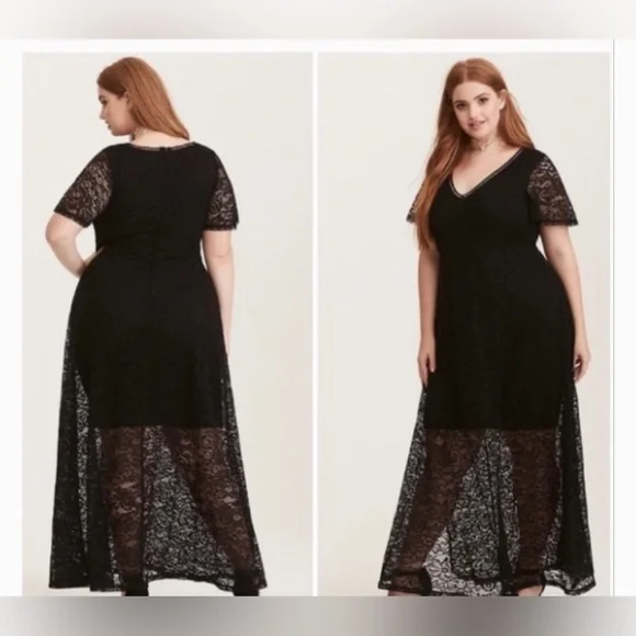 chinese dress ladies Baltic Born Womens Summerlin Lace Top Maxi Dress | Black